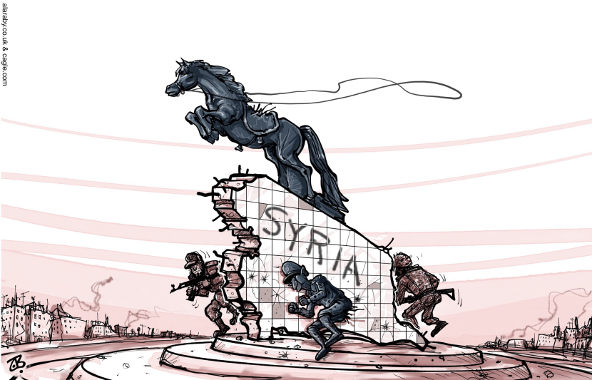Syria Assad Statue Fall Revolution Circle Horse