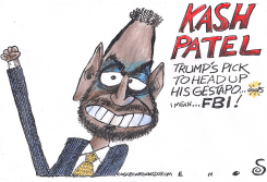 CARICATURE OF KASH PATEL by Randall Enos