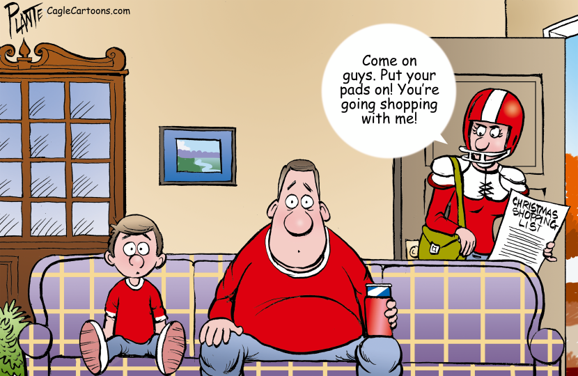 Father and son look petrified about going shopping