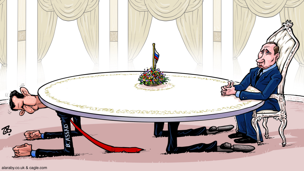 Putin Table Bashar Assad Dictator Asylum Syria