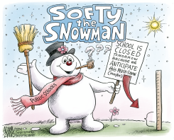 LOCAL SCHOOL CLOSINGS FOR BARELY ANY SNOW by Adam Zyglis