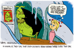 CINDY LOU WHO FAWNS OVER THE GRINCH by Rick McKee