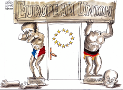 EUROPEAN ATLANTES MACRON AND SCHOLTZ by Christo Komarnitski