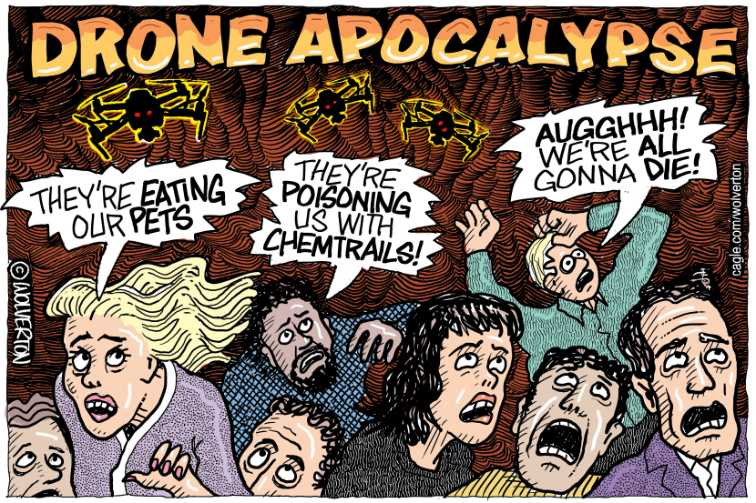 People Fleeing from Drone Apocalypse