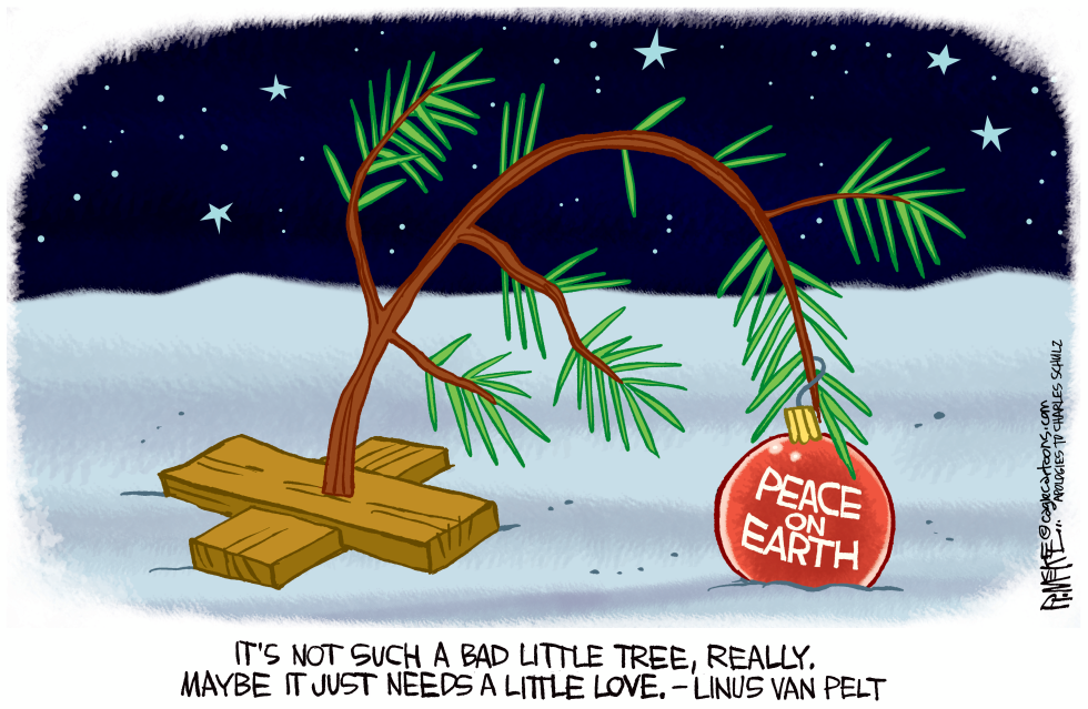 #1 PEACE ON EARTH CHARLIE BROWN CHRISTMAS TREE by Rick McKee