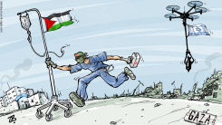 DRONES GAZA HOSPITAL PARAMEDICS WAR CRIMES DOCTORS by Emad Hajjaj