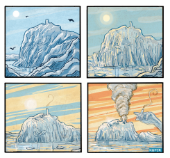 MELTING ARCTIC ICE CAPS RELEASE CARBON by Peter Kuper