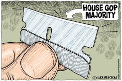 FINGER HOLDING RAZOR BLADE GOP HOUSE MAJORITY by Monte Wolverton