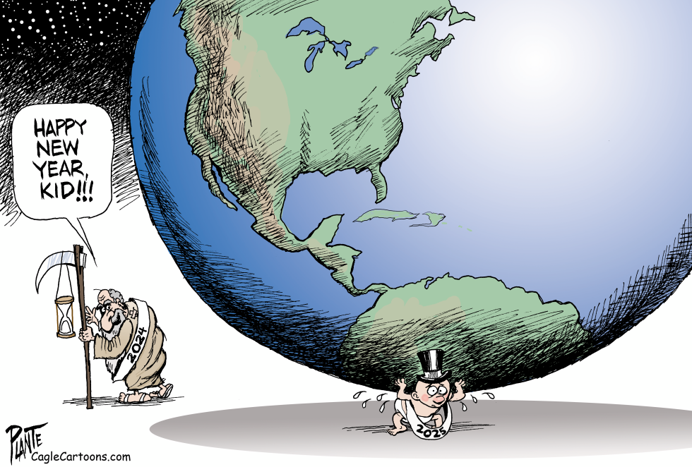 Old Man 2024 leaves Baby 2025 Holding Up the World
