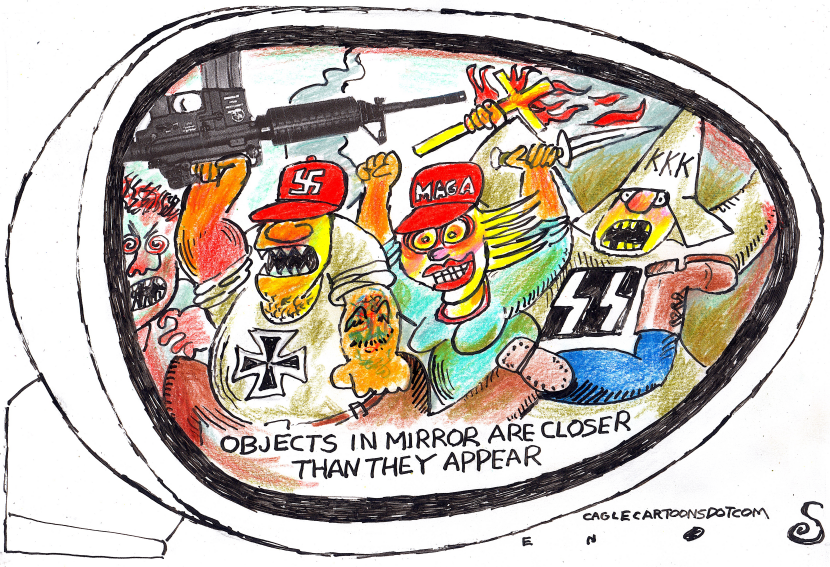 MAGA FIENDS REFLECTED IN REAR VIEW MIRROR