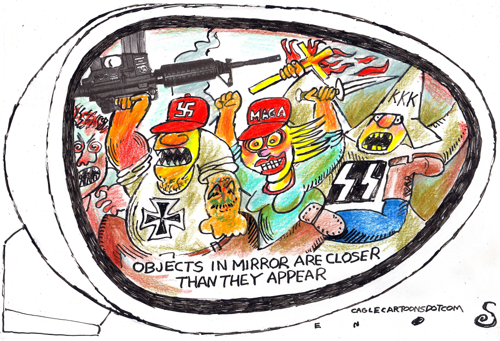 MAGA FIENDS REFLECTED IN REAR VIEW MIRROR