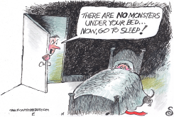 TRUMP UNDER KID'S BED by Randall Enos