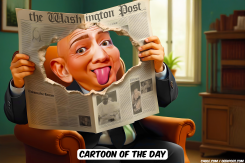 JEFF BEZOS READING THE WASHINGTON POST by Bart van Leeuwen