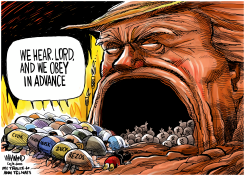 BILLIONAIRES BOW TO ALTAR OF TRUMP by Dave Whamond