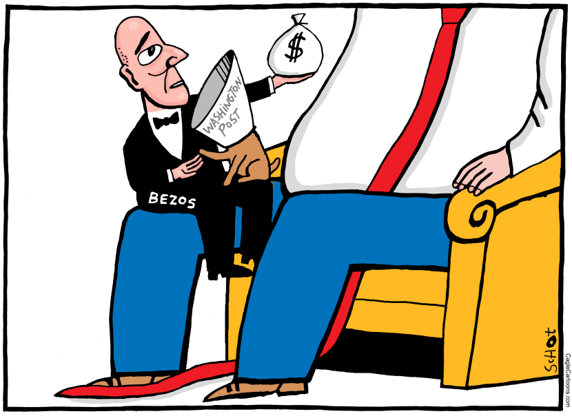 Bezos and Washinton Post on Trump's lap