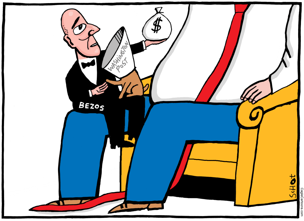 Bezos and Washinton Post on Trump's lap