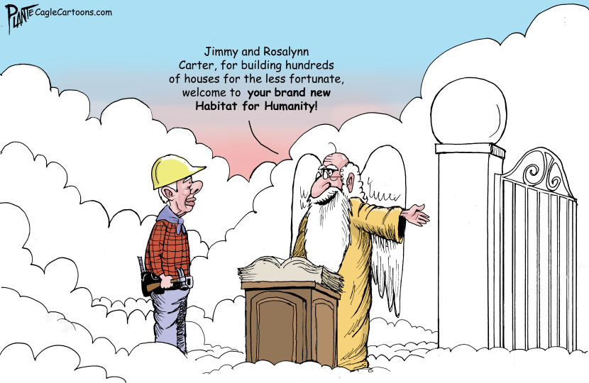 Jimmy Carter stands at the Pearly Gates