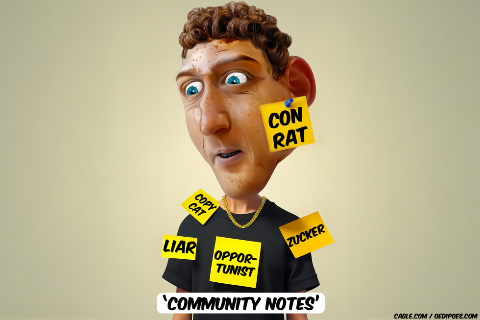 Mark Zuckerberg covered with sticky notes