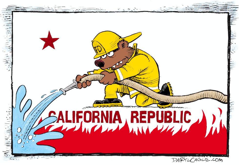 Revised California Flag Shows Firefighter Bear Battling Flames