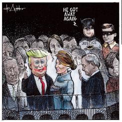 BATMAN SAYS HE GOT AWAY AGAIN ABOUT TRUMP JOKER by Michael de Adder