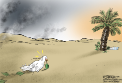 DOVE OF PEACE FINDS CEASEFIRE  by Jeff Koterba