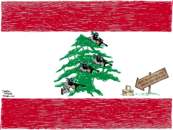 EMBOSCADA EN LA BANDERA DE LIBANO /  by Daryl Cagle