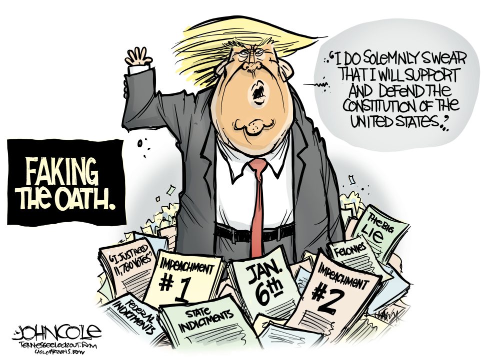Trump fakes the oath of office