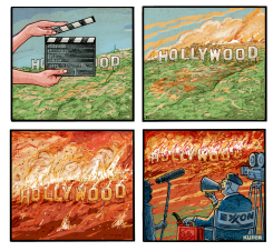 OIL INDUSTRY ACTIONS INCREASE CLIMATE DISASTERS by Peter Kuper
