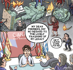 CANADA LEADERSHIP CANDIDATES TRASH TRUDEAU LEGACY by Graeme MacKay