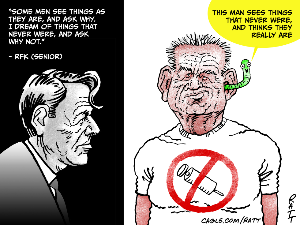 RFK Jr. Caricature Contrasts Vision Quote with Anti-Vaccine Stance