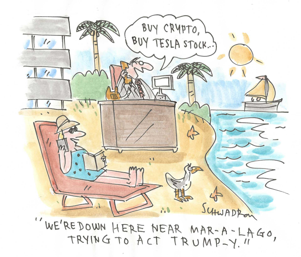 Beachgoers Channel Trump Style With Crypto and Tesla Stock Tips Near Mar-a-Lago