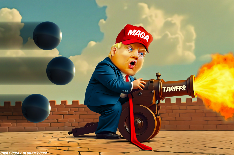 Trump firing a cannon