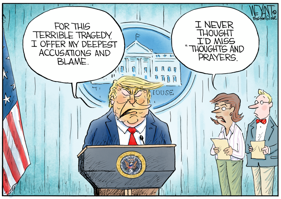 Trump Blames Instead of being Consoler-In-Chief