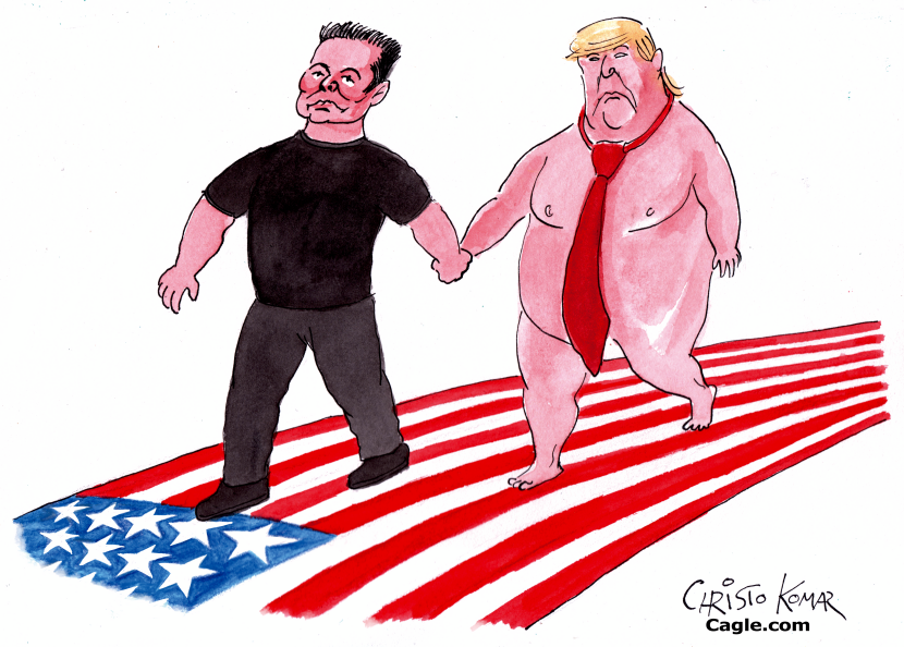 Elon Musk and Trump walking the red carpet