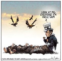 ELON MUSK AND DOGE ARE VULTURES by Michael de Adder