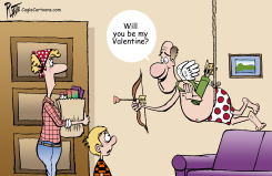 WIFE'S HUBBY DRESSES AS CUPID FOR VALENTINE'S DAY by Bruce Plante