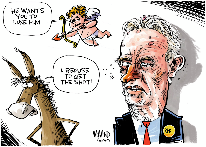 RFK Jr. Valentine Cartoon Shows Cupid Missing the Democratic Mark