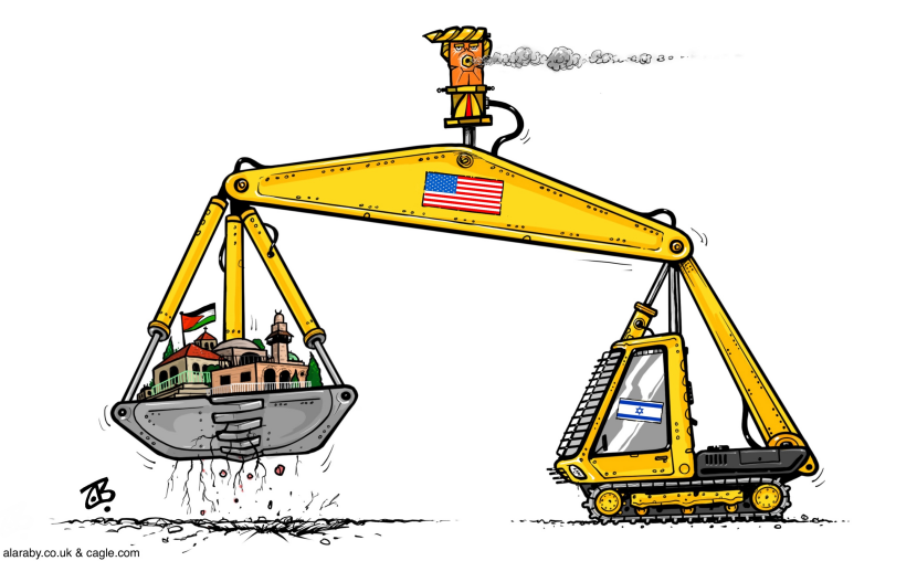US Machinery Lifts Palestinian Structures While Israeli Bulldozer Advances in Gaza