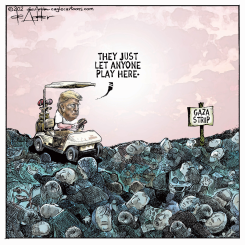 TRUMP SAYS THEY LET ANYONE PLAY ON GAZA by Michael de Adder