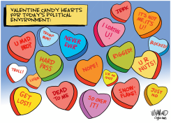 VALENTINE CANDY HEARTS FOR TODAY'S POLITICS by Dave Whamond