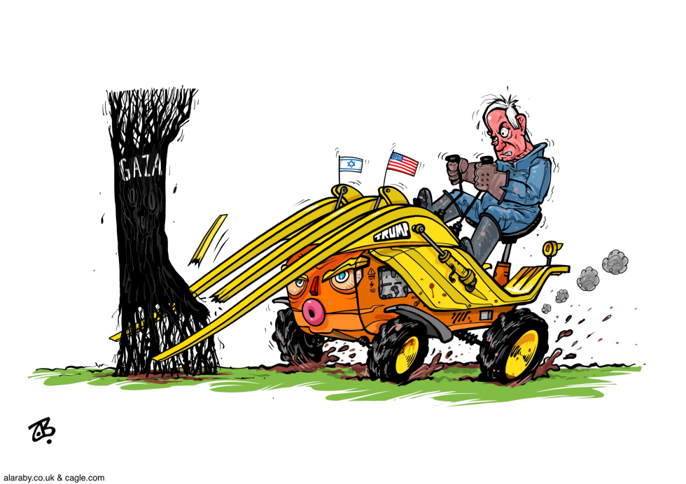 Uproot Gaza Tractor Gaza Trump Netanyahu Israel