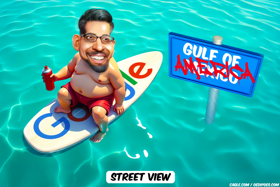 Sundar Pichai sitting on surf board