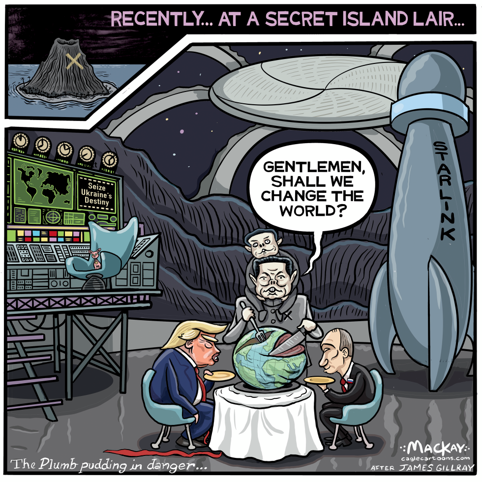 Villains carve up world at secret lair