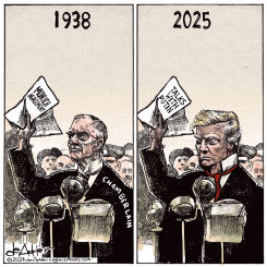 TRUMP DECLARES PEACE IN OUR TIME by Michael de Adder