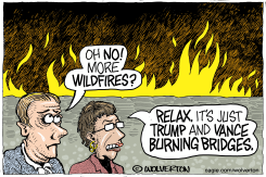 TRUMP AND VANCE BURNING BRIDGES by Monte Wolverton
