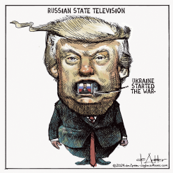 TRUMP MOUTH IS RUSSIAN STATE TELEVISION by Michael de Adder