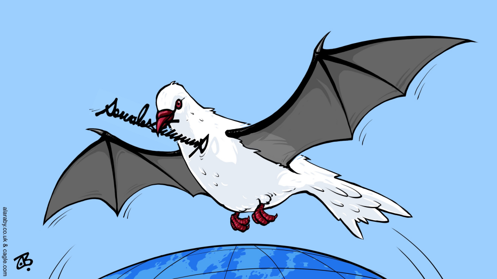 Trump promised peace Ukraine Gaza Dove Bat