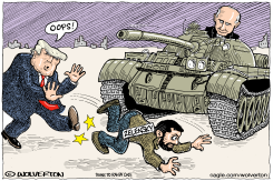 TRUMP THROWS ZELENSKY UNDER A TANK by Monte Wolverton