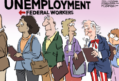 LOOK WHO GOT IN LINE by Jeff Koterba