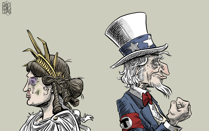 Miss Liberty and Uncle Sam